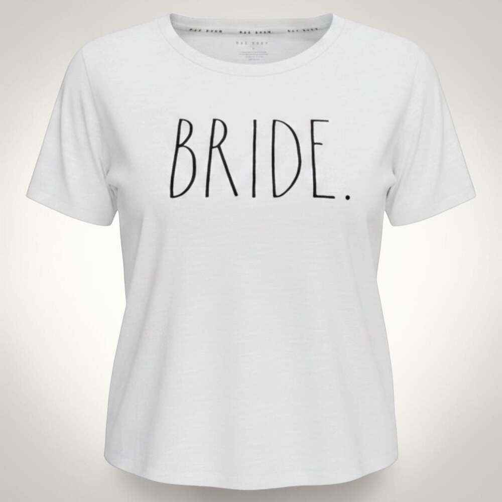 NWT Rae Dunn 'BRIDE’ White Tee Women Size M